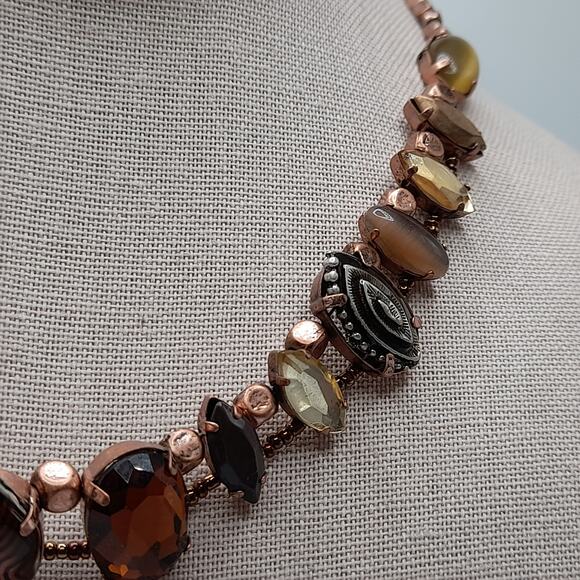 Chico’s Helena Bronze Art Bead Necklace Two Strand NWT 20” Statement - Picture 7 of 12